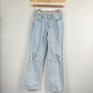 PacSun Jordan Low Rise Sky Blue Distressed Straight Leg Jeans Size 26